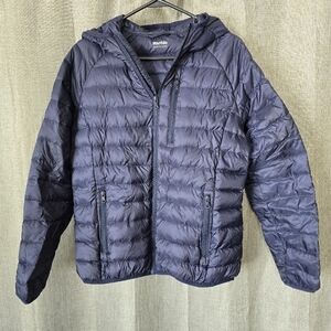 Wantdo Puffer Jacket Womens Medium Navy Blue Duck Down Hooded Packable